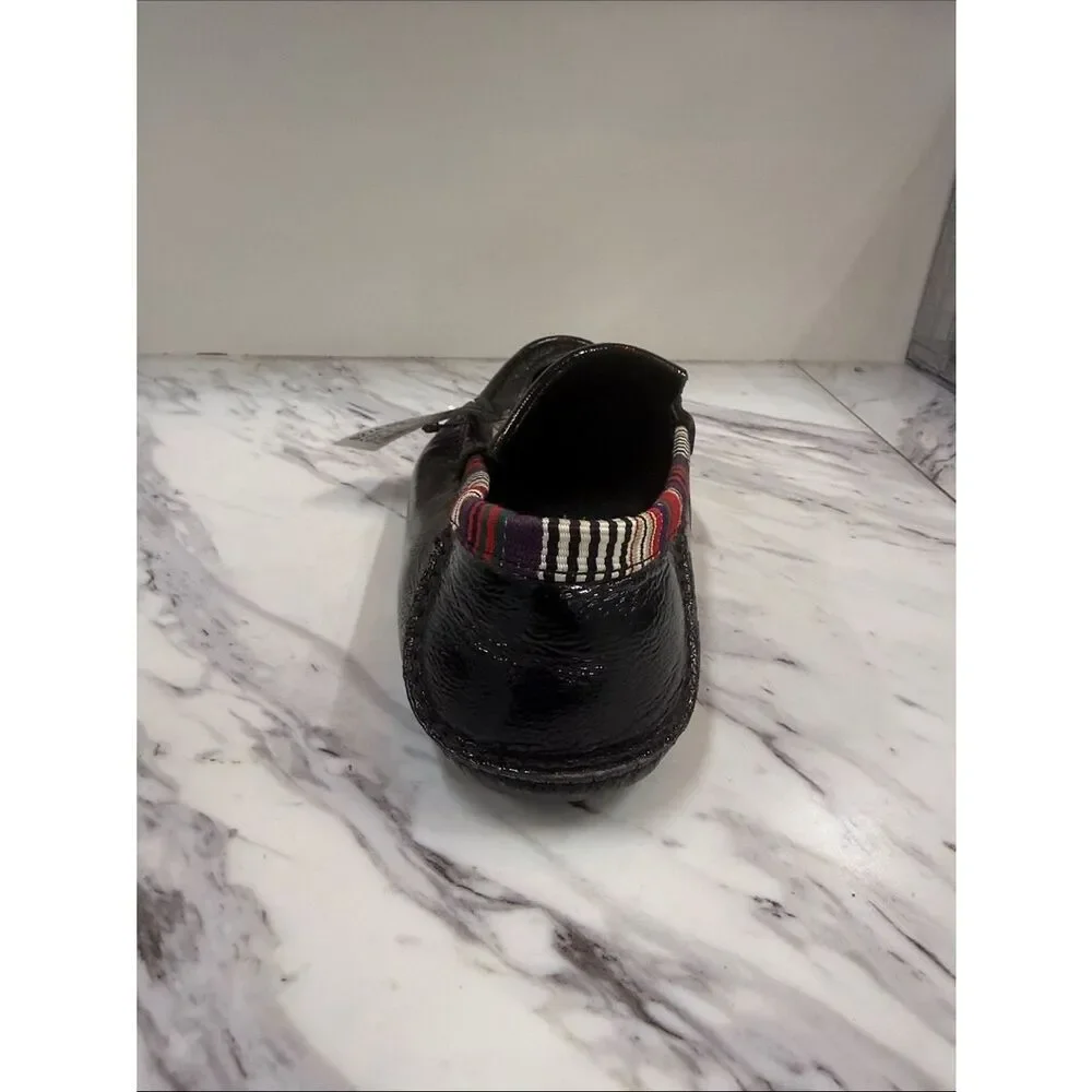 Gucci Black Patent Leather Fringe Loafers with Multicolor Trim